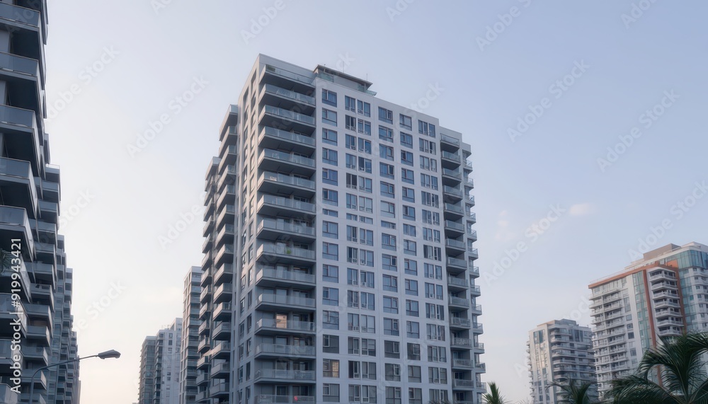 Modern Apartment Building with Balconies. Modern Apartment Building with Balconies.