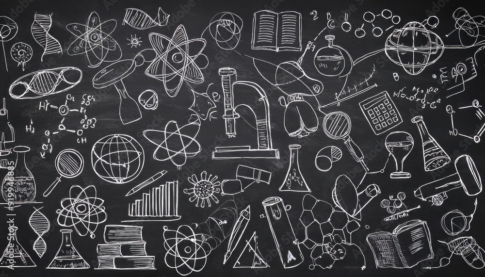 Doodles on blackboard. Generated image Doodles on blackboard. Generated image