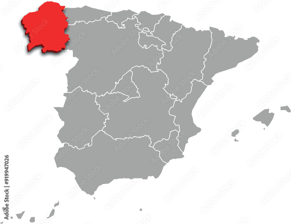 galicia map ADMINISTRATIVE DIVISIONS of SPAIN 3d isometric map galicia map ADMINISTRATIVE DIVISIONS of SPAIN 3d isometric map