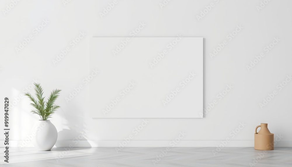 Minimalist Living Room with Blank Canvas. Minimalist Living Room with Blank Canvas.