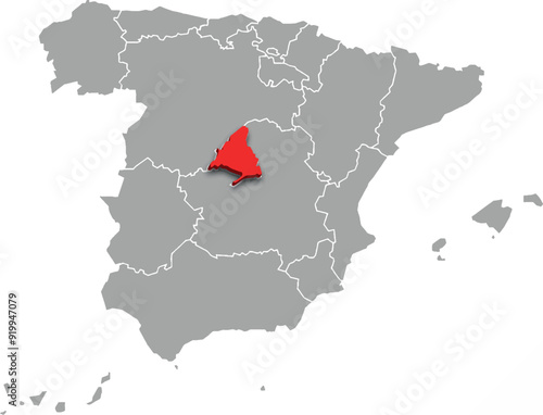 madrid map ADMINISTRATIVE DIVISIONS of SPAIN 3d isometric map