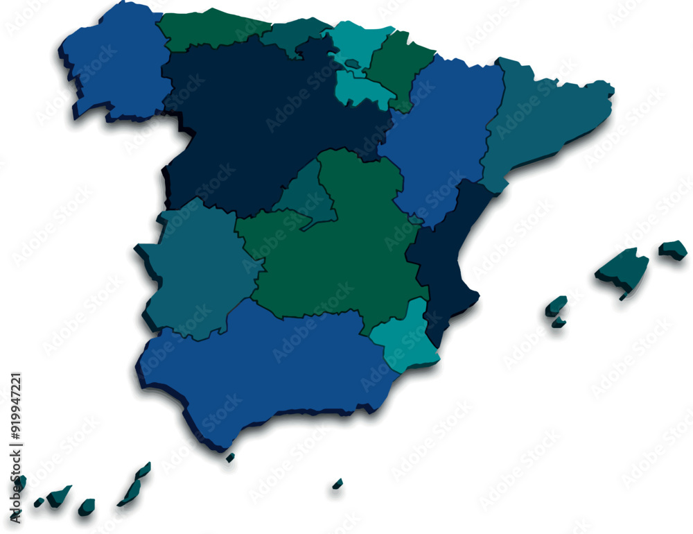 SPAIN MAP WITH ITS PROVINCES AND POLITICAL ADMINISTRATIVE DIVISIONS SPAIN MAP WITH ITS PROVINCES AND POLITICAL ADMINISTRATIVE DIVISIONS