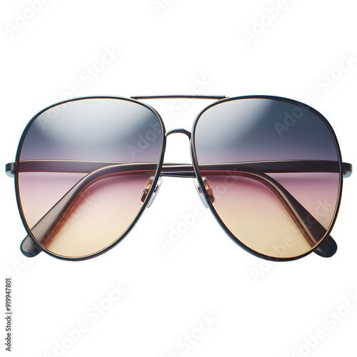 A pair of stylish aviator sunglasses with tinted lenses, displayed on a clean white background