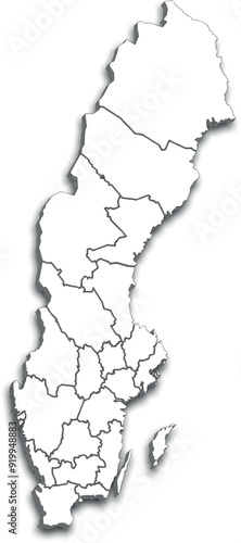 SWEDEN MAP WITH ITS PROVINCES AND POLITICAL ADMINISTRATIVE DIVISIONS