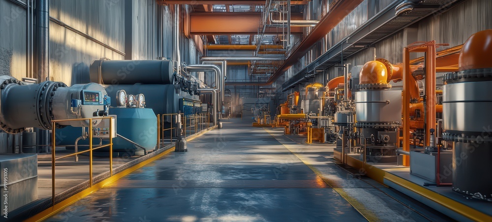 Operational industrial boiler room and water treatment facility Operational industrial boiler room and water treatment facility