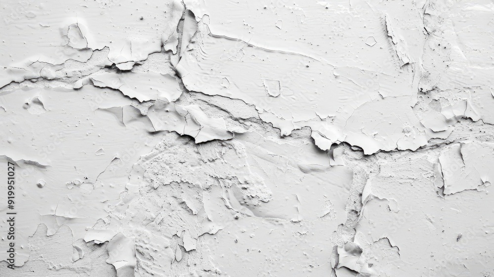 Fototapeta premium White Weathered Paint on Concrete Wall Texture Background with Text Space.