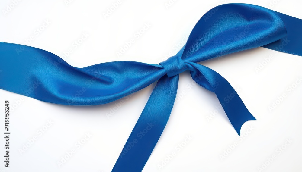 Blue Satin Ribbon Bow on White Background. Blue Satin Ribbon Bow on White Background.