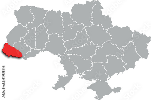 zakarpattia map PROVINCE of UKRAINE 3d isometric map