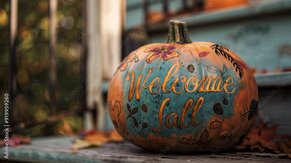Painted pumpkin with Painted pumpkin with