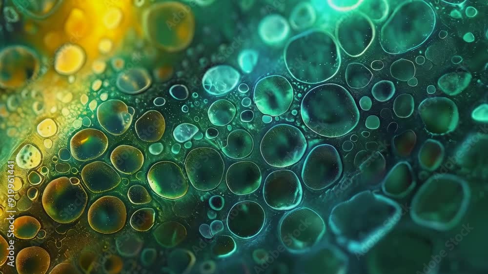 This abstract art piece features a dynamic mix of colorful circles and liquid patterns. It showcases a blend of green, blue, and yellow hues. The image evokes a modern and vibrant mood, similar to a This abstract art piece features a dynamic mix of colorful circles and liquid patterns. It showcases a blend of green, blue, and yellow hues. The image evokes a modern and vibrant mood, similar to a