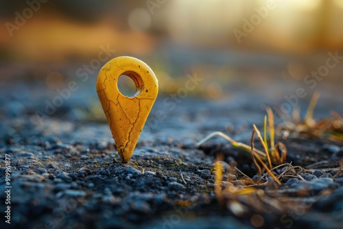 Wallpaper Mural A yellow pin sits in the middle of a dirt field, ready to mark a location Torontodigital.ca