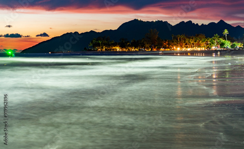 Beautiful,peaceful twilight scene and sunset glow,at Cenang Beach,Langkawi Island,Malaysia. photo