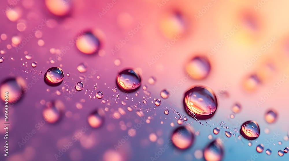 Water Droplets on pink Gradient Background Water Droplets on pink Gradient Background
