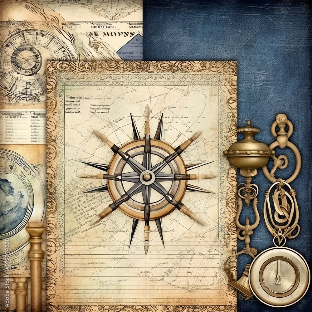 Naklejka premium Map old paper, vintage digital paper