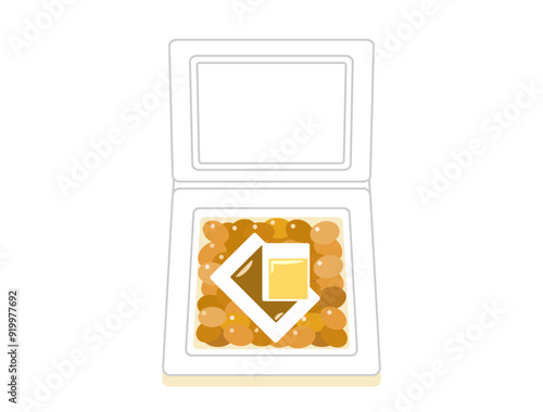 カップにはいっている納豆のイラスト　からしとタレ付きバージョン