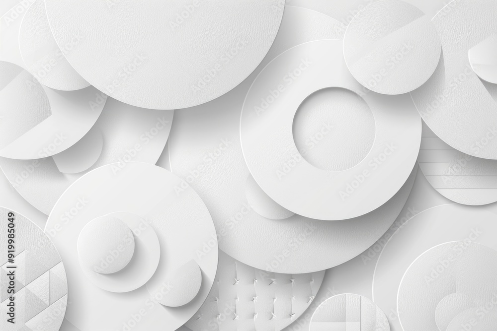 A group of white circular shapes sit on a white background A group of white circular shapes sit on a white background