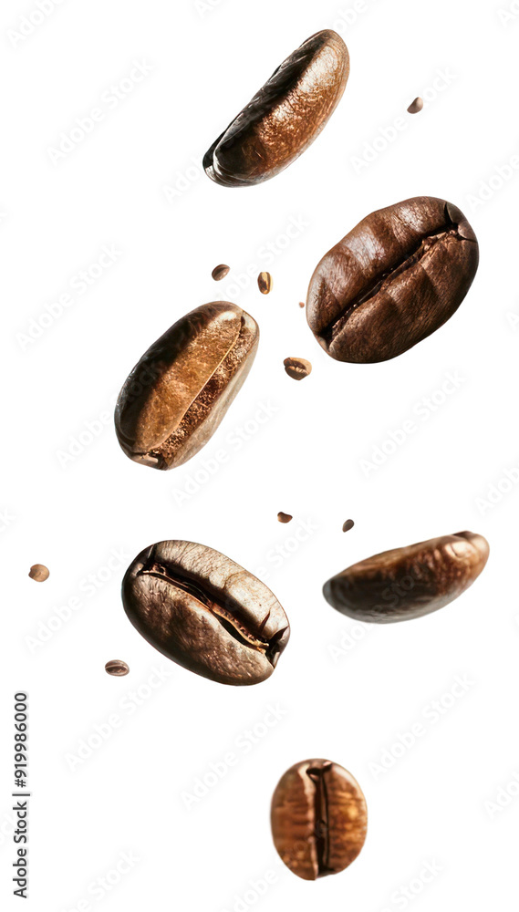 Fototapeta premium PNG Floating roasted coffee beans minimalism