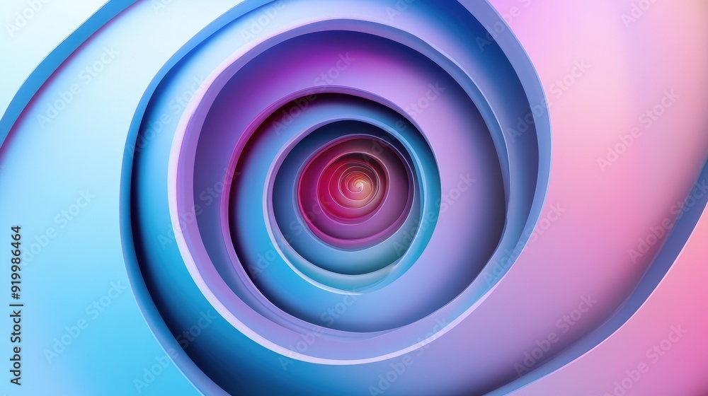 Dynamic 3D spiral with colorful gradients, creating a vivid abstract pattern on a light blue background Dynamic 3D spiral with colorful gradients, creating a vivid abstract pattern on a light blue background