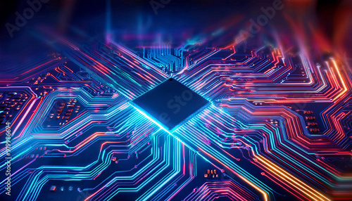 circuit board with neon light