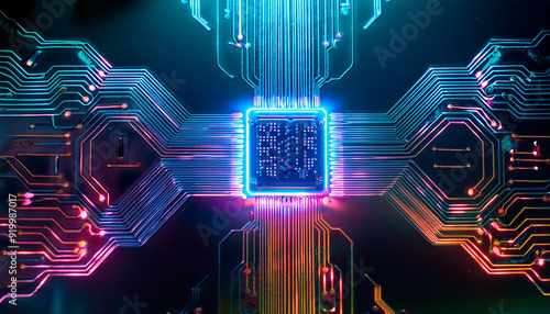 circuit board with neon light