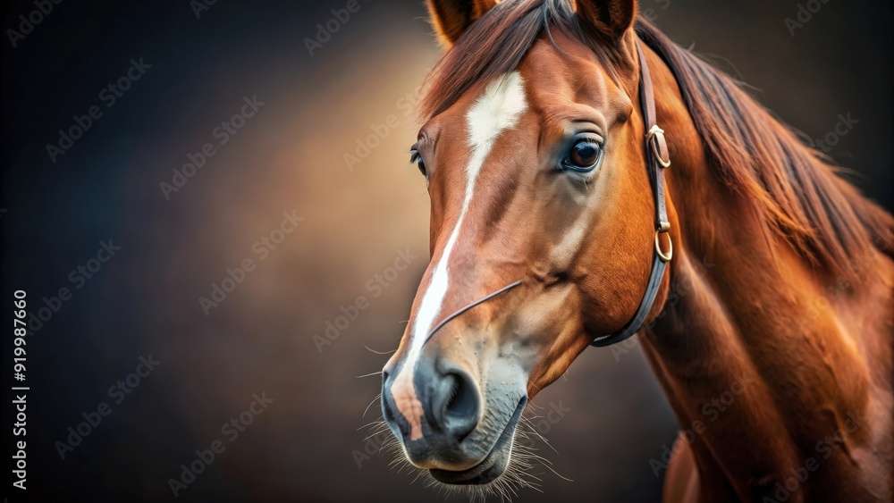 Obraz premium Close-up shot of a horse face isolated on a background cutout, horse, face, close-up, isolated,background, cutout, animal, mammal