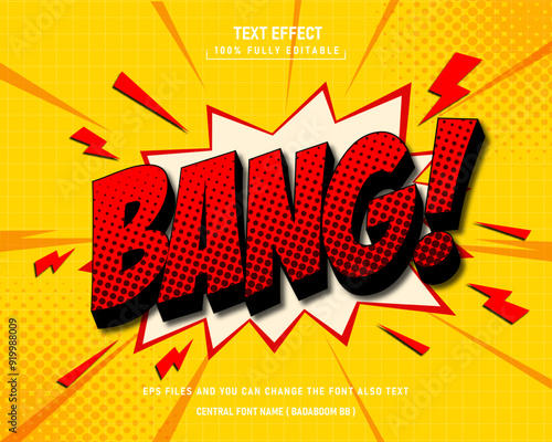 Bang comic style 3d editable vector text effect