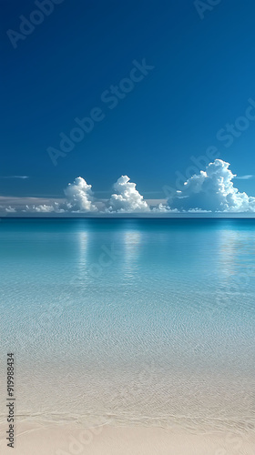 Calm Ocean Horizon Under Clear Blue Sky photo