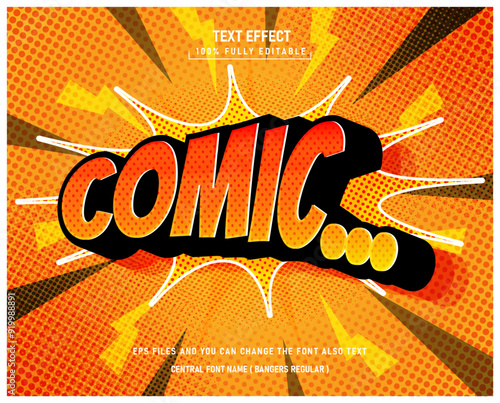 Comic style 3d editable vector text effect