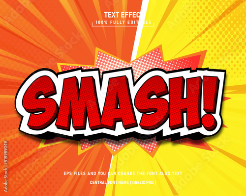 Smash comic style 3d editable vector text effect