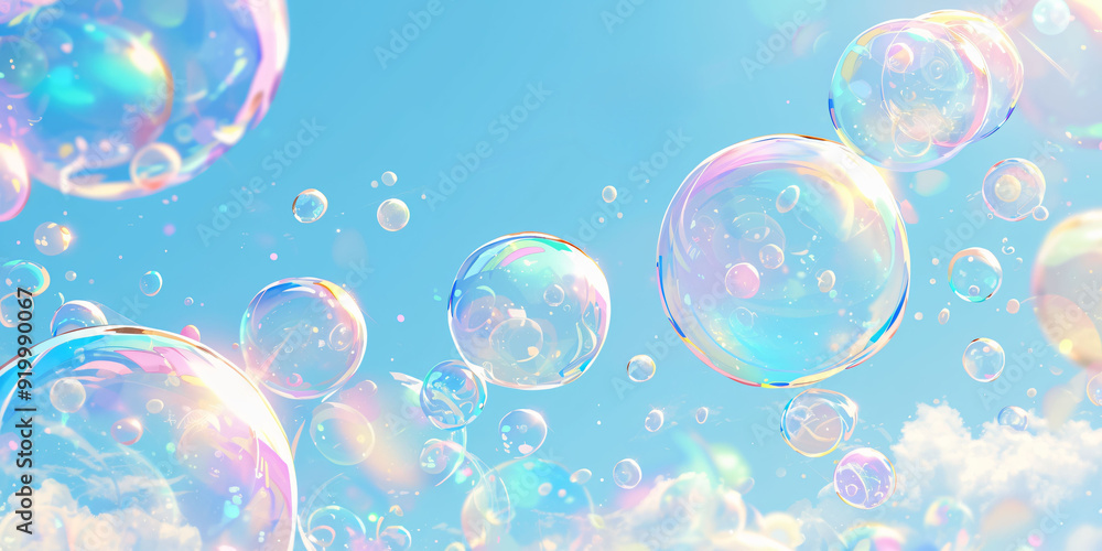 Colorful soap bubbles pastel dreamy ethereal surreal iridescent