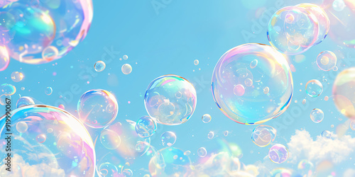 Obraz na płótnie Colorful soap bubbles pastel dreamy ethereal surreal iridescent w salonie