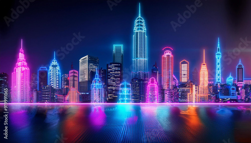 light hologram city background