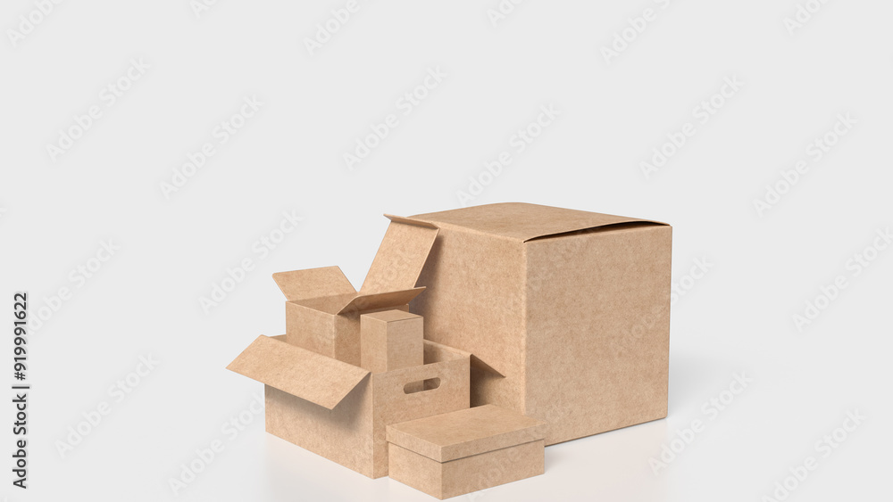 Fototapeta premium The Cardboard box for transport or gifting concept 3d rendering.