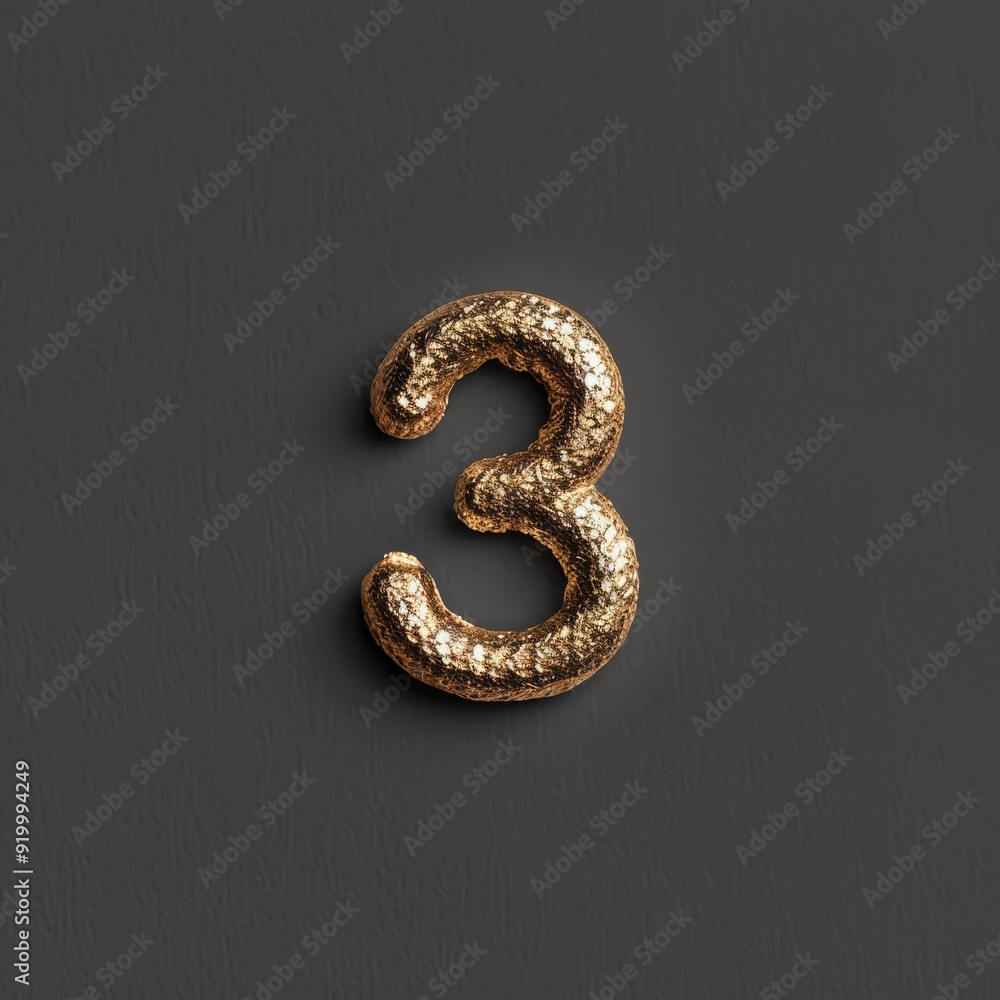 This metallic representation of the number three is ideal for use in various creative media projects This metallic representation of the number three is ideal for use in various creative media projects