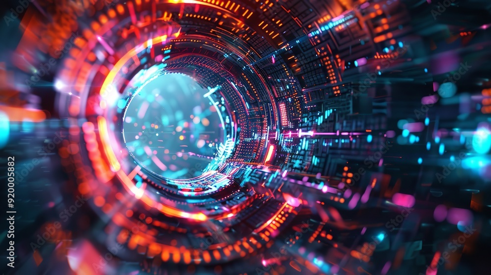 3D Futuristic circuit background. Motion graphic for abstract data center, server, internet, speed. Futuristic HUD tunnel. Display screens for tech titles and background, tech headline. 3D rende 3D Futuristic circuit background. Motion graphic for abstract data center, server, internet, speed. Futuristic HUD tunnel. Display screens for tech titles and background, tech headline. 3D rende