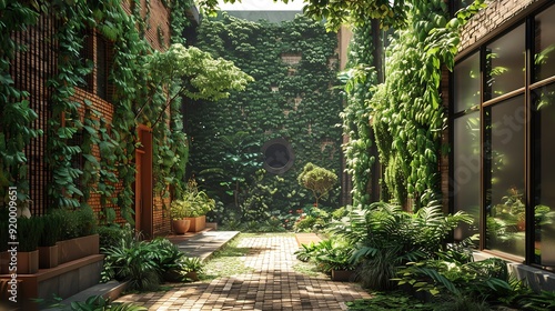 Green alleys in dense urban areas, transforming underutilized spaces into community assets, flora living environment communities, green alleyways photo