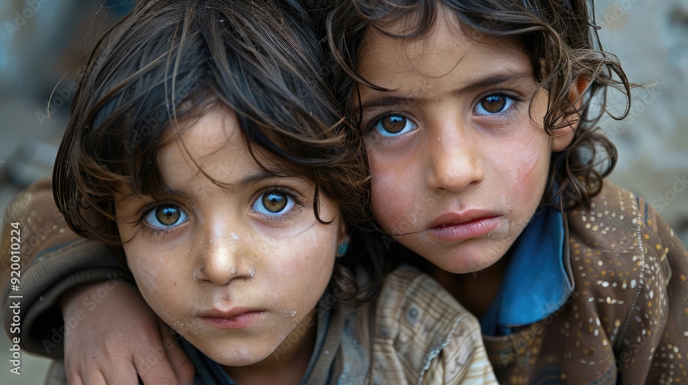 Children suffering from war and hunger Children suffering from war and hunger