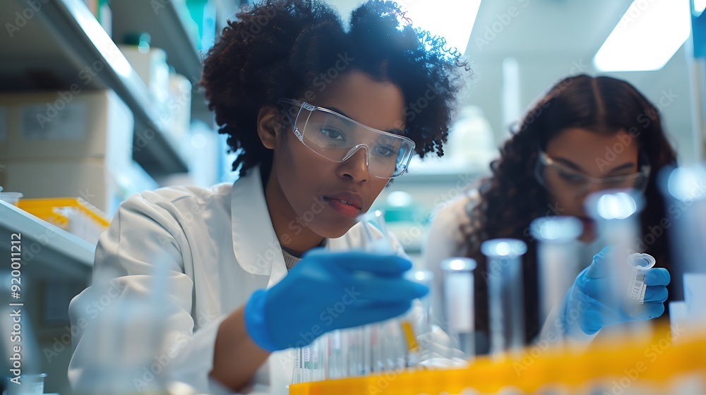Laboratory Specialists Conducting Tests Using Glass Tubes Laboratory Specialists Conducting Tests Using Glass Tubes