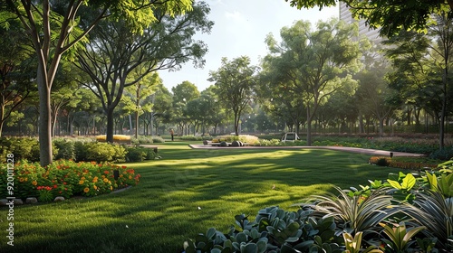 Pocket parks with a variety of plant species, offering urban residents green oases, flora living environment communities, pocket parks