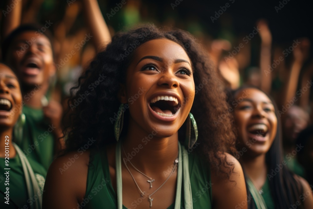 Fototapeta premium Joyous moments: celebrations lifestyle, happy Nigerian independence day, capturing of national pride with lively festivities, traditional activities, community unity in colorful, spirited display.