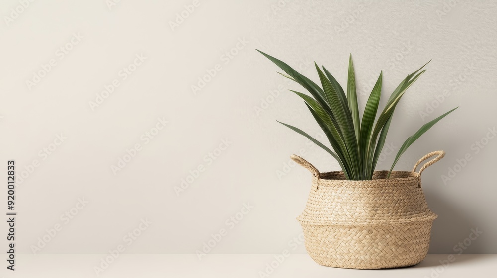 Minimalist seagrass basket, woven texture, earthy tones, isolated, perfect for eco-conscious design Minimalist seagrass basket, woven texture, earthy tones, isolated, perfect for eco-conscious design