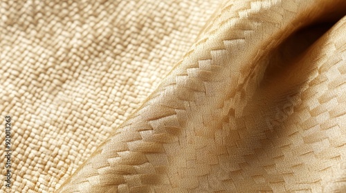 Muga silk's lustrous gold set against intricate basket weaving, showcasing the elegance and natural beauty of raw silk fibers, ambient light photo