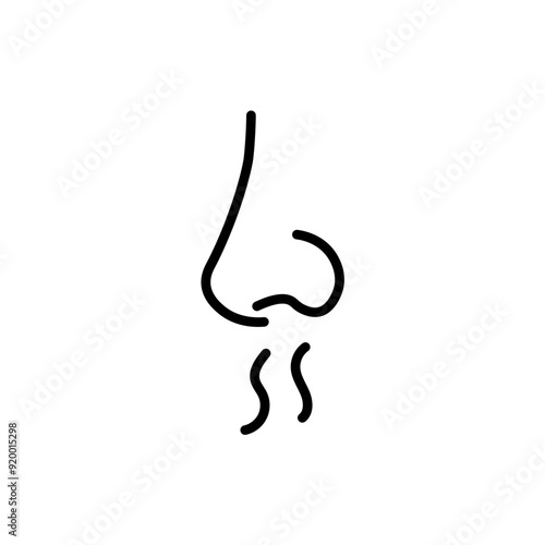 Breath smell nose line icon. Odour breath smell stroke web human sneeze air icon symbol illustration concept.
