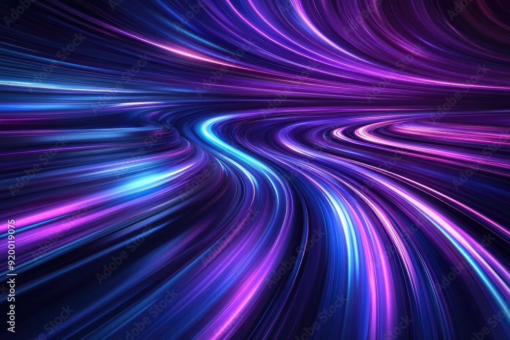 A purple and blue wave with a purple background. The wave is very long and has a lot of detail A purple and blue wave with a purple background. The wave is very long and has a lot of detail