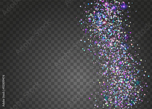 Hologram Paper. Falling Banner. Modern Ribbon. Carnival Serpentine. Blue Laser Tinsel. Disco Colourful Explosion. Rainbow Background. Happy Texture. Purple Hologram Paper