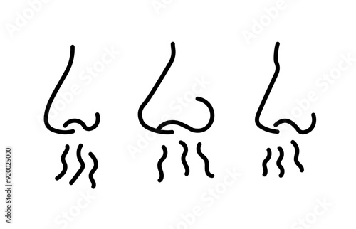 Breath smell nose line icon. Odour breath smell stroke web human sneeze air icon symbol illustration concept.