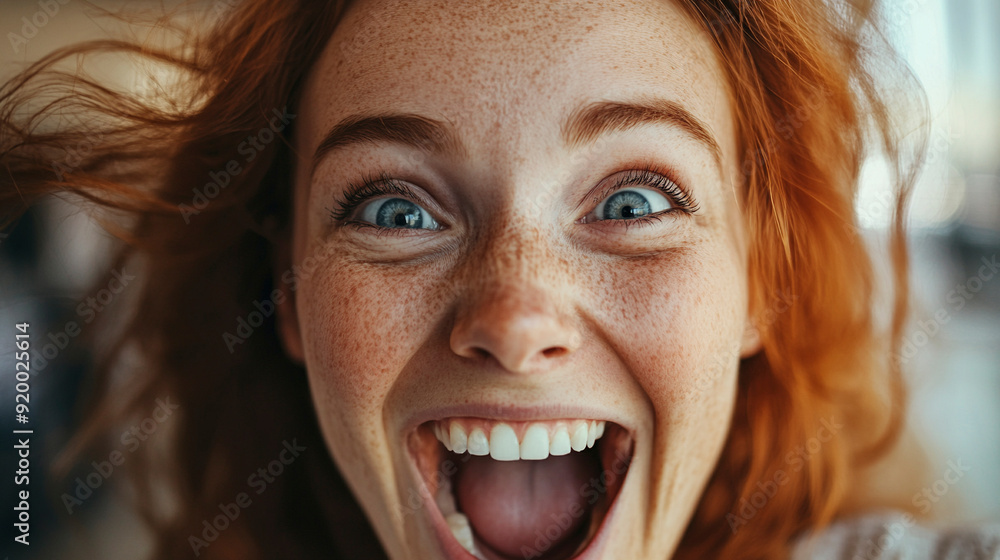 Close up on excited person portrait Close up on excited person portrait