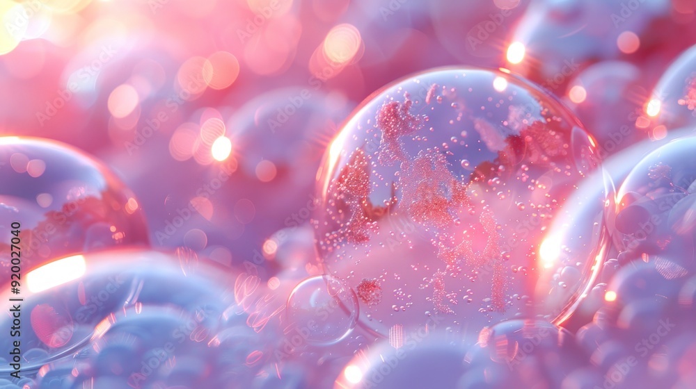 Abstract background with pink spheres and bokeh effect. Abstract background with pink spheres and bokeh effect.