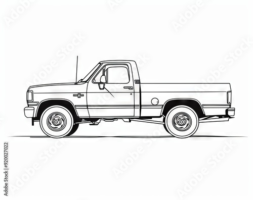 Line art modern illustration of a truck. Editable outline or stroke.