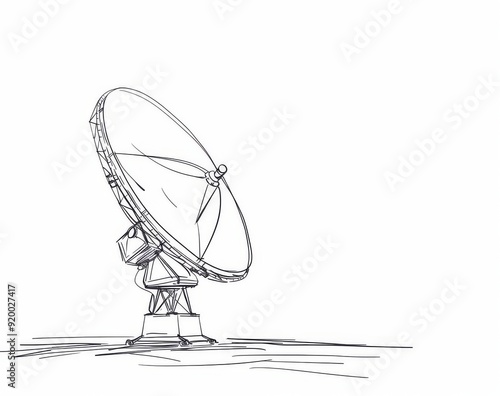 Continual one-line illustration of a satellite dish. Simple outline illustration. photo